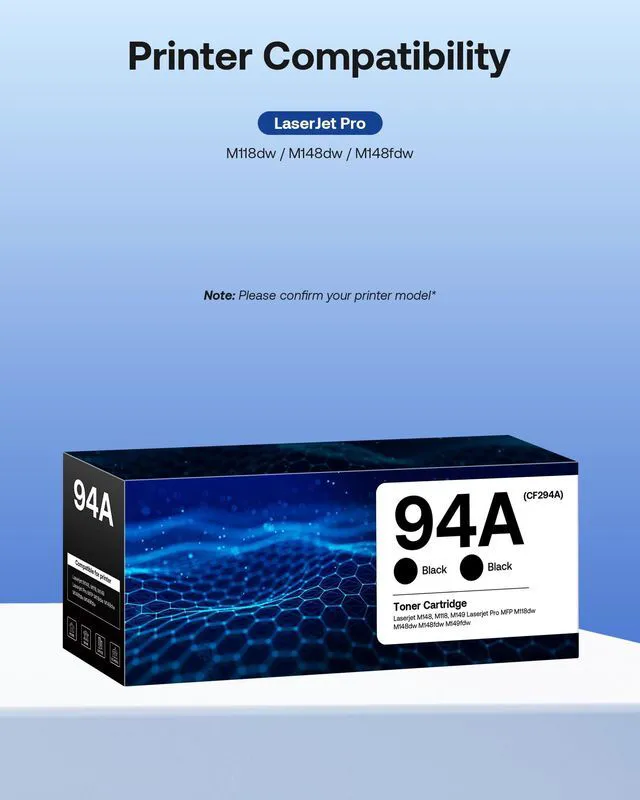 Alt view image 2 of 6 - Compatible Toner Cartridge Replacement for HP 94A CF294A with LaserJet M148, M118, M149 LaserJet Pro MFP M118dw M148dw M148fdw M149fdw(Black, 2 Pack)
