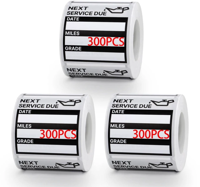 Main image of for Oil Change Stickers 900 Pcs 2x 2 Service Black Stickers, Next Service Due Reminder Sticker Labels, Easy to Write on, Easy to Peel with No Residue
