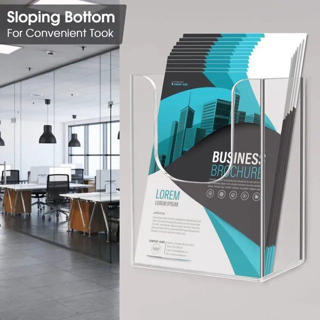 Alt view image 4 of 7 - Acrylic Brochure Holder 8.5x11 Wall Mount, 4 Pack Acrylic Pamphlet & Flyer Holder, Clear Plastic Magazine Literature Organizer for Office, School, Hotel, Exhibition