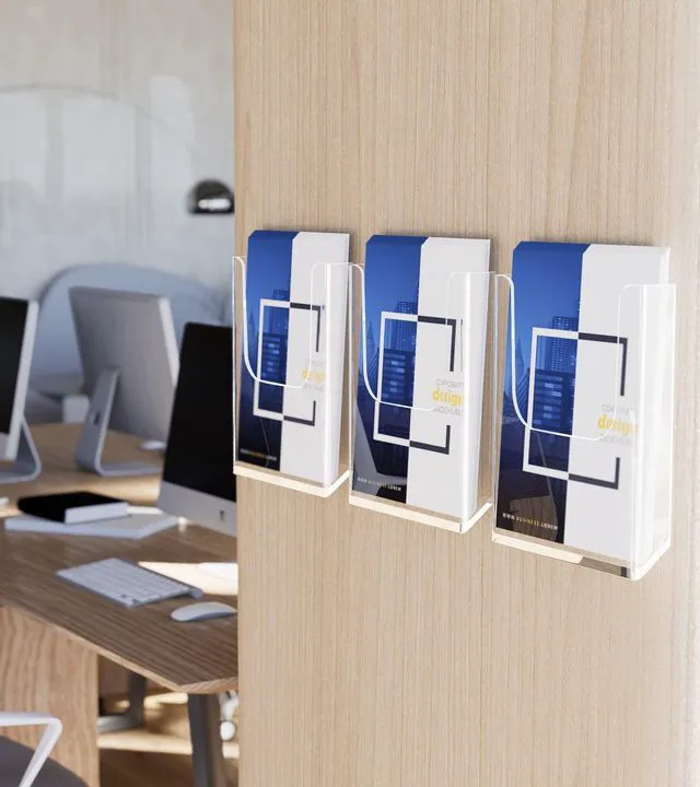Alt view image 7 of 7 - Acrylic Brochure Holder 8.5x11 Wall Mount, 4 Pack Acrylic Pamphlet & Flyer Holder, Clear Plastic Magazine Literature Organizer for Office, School, Hotel, Exhibition