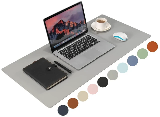 Main image of PU Leather Desk Pad Blotter,Light Grey Waterproof Office Desktop Mat,36x17in Non-Slip Large Mouse Pad/Writing Protector/Desk Accessories