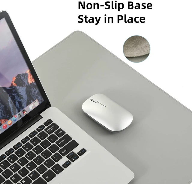 Alt view image 5 of 7 - PU Leather Desk Pad Blotter,Light Grey Waterproof Office Desktop Mat,36x17in Non-Slip Large Mouse Pad/Writing Protector/Desk Accessories