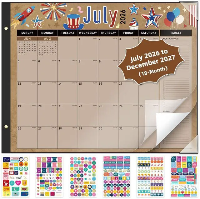 Main image of Calendar 2026-2027 Large Desk Calendar 2026 Monthly Desktop Calendar 22'' x 17'', 18 Month Family Office Calendar with Plastic Cover, Use July 2026 - Dec 2027
