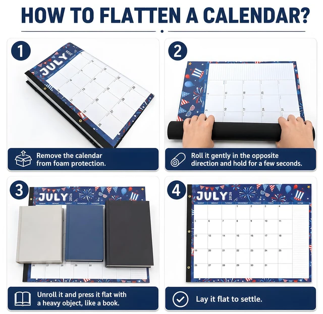 Alt view image 6 of 7 - Large Desk Calendar 2026-2027 - 18-Month Jul 2026 - Dec 2027, 22x17in Holiday Theme Extra Large Desktop Calendar, Academic Calendar with Protection Corner, Stickers for Office School and Home