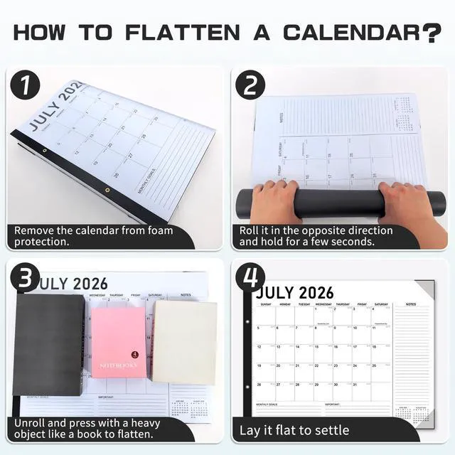 Alt view image 7 of 7 - Large Desk Calendar 2026-2027 - 18-Month Jul 2026 - Dec 2027, 22x17in Minimalist Extra Large Desktop Calendar, Academic Calendar with Protection Corner, Stickers for Office School and Home