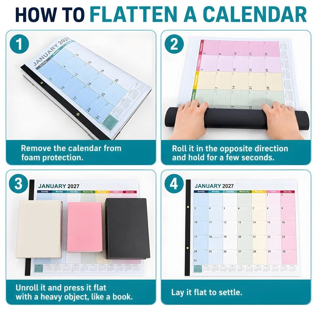 Alt view image 6 of 7 - Large Desk Calendar 2026-2027 - 18-Month Jul 2026 - Dec 2027, 22x17in Colorful Extra Large Desktop Calendar, Academic Calendar with Protection Corner, Stickers for Office School and Home