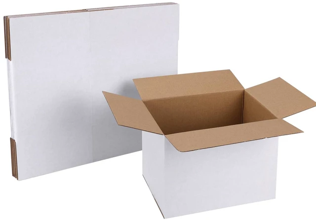 Main image of Small Shipping Boxes 8x6x6 Set of 6 White Corrugated Cardboard, Box for Packaging Small Business Mailing Moving Gifts Wrap, Easy Assemble