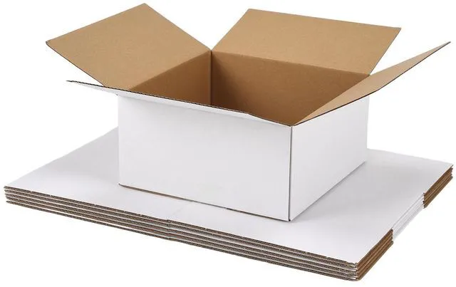 Main image of Small Shipping Boxes 8x8x4 Set of 6 White Corrugated Cardboard, Box for Packaging Small Business Mailing Moving Gifts Wrap, Easy Assemble
