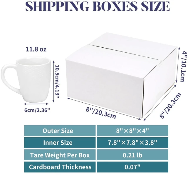 Alt view image 2 of 7 - Small Shipping Boxes 8x8x4 Set of 6 White Corrugated Cardboard, Box for Packaging Small Business Mailing Moving Gifts Wrap, Easy Assemble