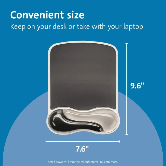 Alt view image 2 of 2 - Duo Gel Mouse Pad with Wrist Rest - Gray (K62399US), Grey Ergonomic gel cushioning, non-skid backing, supports wrist during extended mouse use