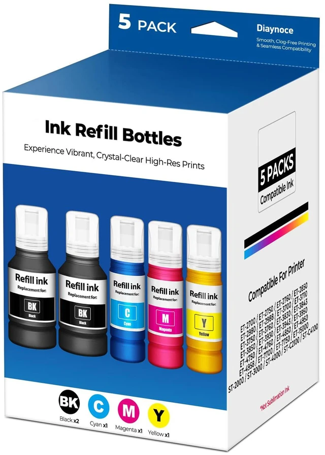 Main image of Compatible for EPT502 Ink Refill Bottles Eco Tank ET-2850 3850 (5 Bottles) ET-15000 Replacement for EPT502 Ink for ET 2850 ET 3850 ET15000 ET4850 ET-2760 ET-3830 ET3843 ET-3760 ET2750