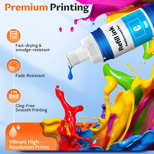 Alt view image 5 of 7 - Compatible for EPT502 Ink Refill Bottles Eco Tank ET-2850 3850 (5 Bottles) ET-15000 Replacement for EPT502 Ink for ET 2850 ET 3850 ET15000 ET4850 ET-2760 ET-3830 ET3843 ET-3760 ET2750