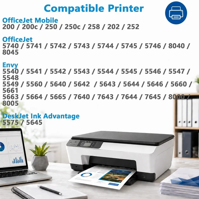 Alt view image 2 of 6 - 62XL Ink Cartridges Replacement for HP 62 XL Black Color Combo Pack for HP62 HP62XL for OfficeJet 200 250 5665 5661 5560 5640 5663 5742 Envy 7640 7645 5540 5545 5660 Printers with V28.2.1 Chip 2-Pack