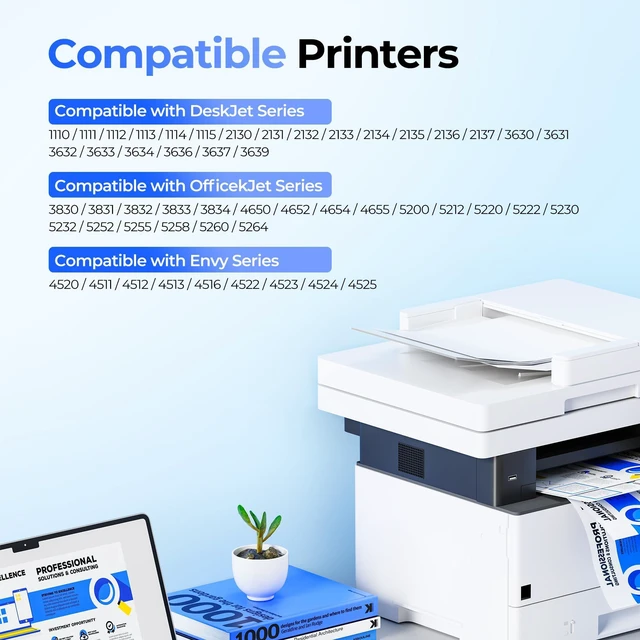 Alt view image 2 of 7 - 63XL Ink Cartridges Black and Color Compatible for HP Ink 63, High Yield for HP 63XL Ink Cartridge Combo Pack Work for OfficeJet 3830 4650 5255 5258 Envy 4520 4512 DeskJet 3630 1112 (1 Black,1 Color)
