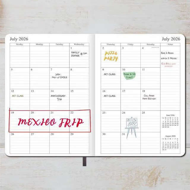Alt view image 3 of 7 - 26-27 Academic Planner - Weekly and Monthly Planner, Jul 2026 - Jun 2027, Vegan Leather Cover, Elastic Closure, 7x9.25, Grey