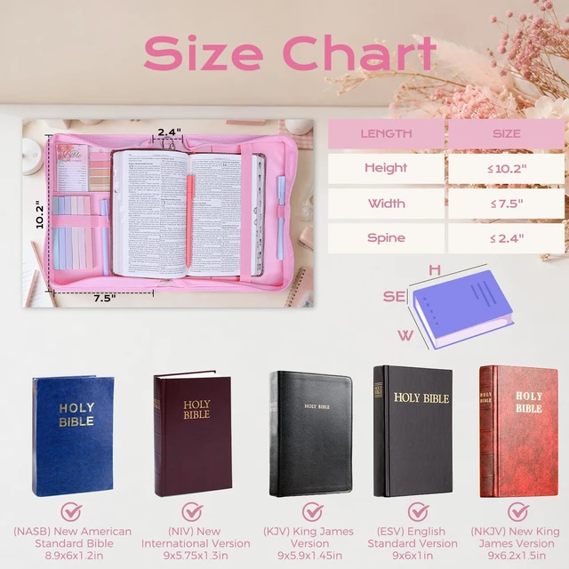 Alt view image 2 of 7 - Bible Cover Case for Women Leather Bible Bag Kit Church Book Holder Pink Bow Quilted Journaling Kit Portable Carrying Organizer w/Handle, Tabs, Study Supplies Christian Gifts for Woman, Lady