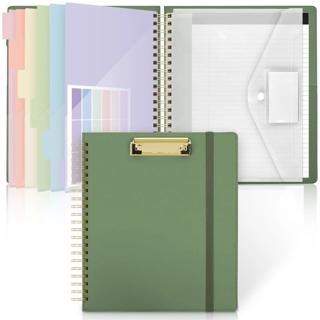 Main image of Storage Clipboard Folder with 6 Dividers & Refillable Notepad 6 Dividers with 12 Pockets for Letter Size, A Snap-seal Letter size Pouch,Spiral Clipboards Padfolio for Teacher Worker Nurse