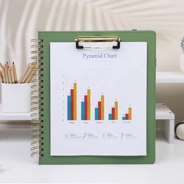 Alt view image 5 of 7 - Storage Clipboard Folder with 6 Dividers & Refillable Notepad 6 Dividers with 12 Pockets for Letter Size, A Snap-seal Letter size Pouch,Spiral Clipboards Padfolio for Teacher Worker Nurse