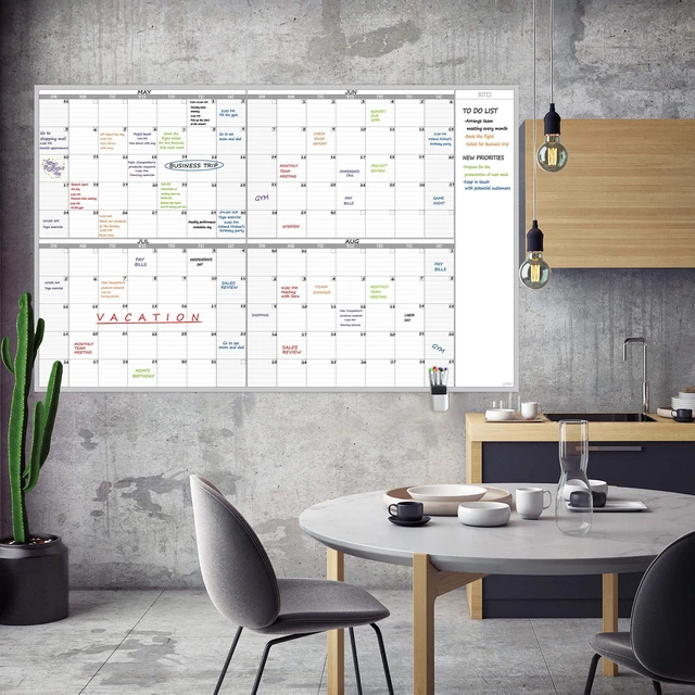 Alt view image 7 of 7 - Large Dry Erase Wall Calendar 60" x 38" - Premium New Laminate - Blank Undated, Reusable & Erasable 4 Month Planner -Classroom, Office, Project & Family Schedule