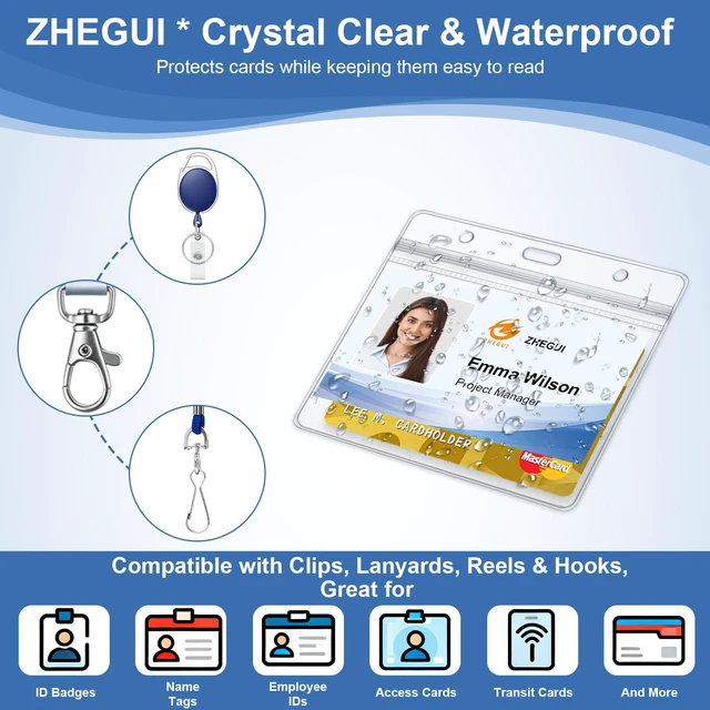Alt view image 6 of 7 - Clear Horizontal 4x3 Name Tag Holders 100 Pack with Metal Clips, Bulk Waterproof PVC ID Badge Holder, Heavy Duty Plastic Name Badge Holders for Conventions, Festivals, Corporate Events and Staff