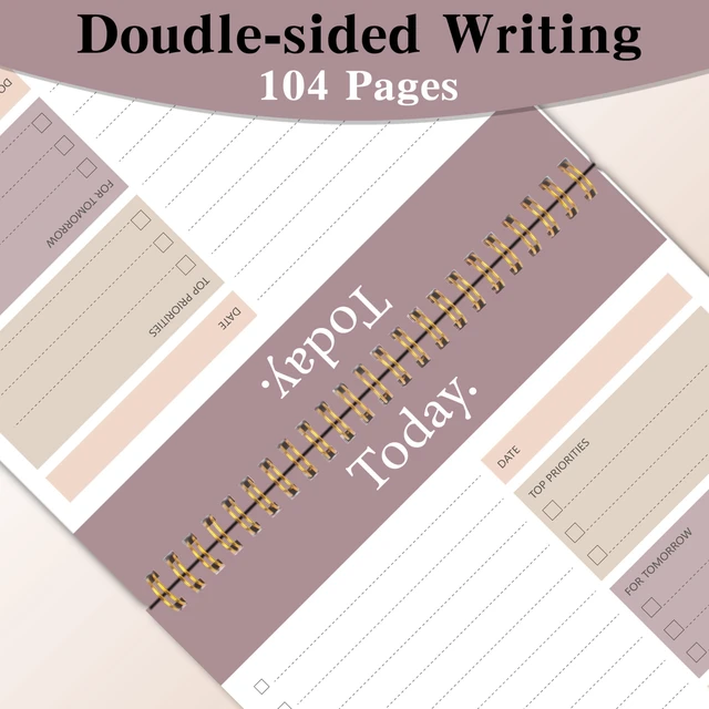 Alt view image 4 of 7 - To Do List Notepad 4pcs/Set, Daily Planner, 6.5" x 9.8" Undated 52 Sheets, Double Spiral, Waterproof Cover, Checklist Notepad, Office School Oraganized