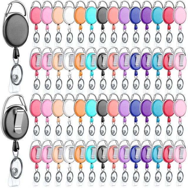 Main image of 100 Pack Retractable Badge Holder Reel with Clip,13 Colors Key Ring Attachment, Heavy Duty Reel for ID Cards, For Office Nurses Doctors Employees Students, Bulk Pack with Clip