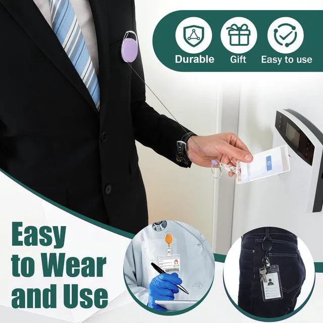 Alt view image 3 of 7 - 100 Pack Retractable Badge Holder Reel with Clip,13 Colors Key Ring Attachment, Heavy Duty Reel for ID Cards, For Office Nurses Doctors Employees Students, Bulk Pack with Clip