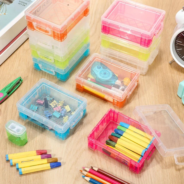 Alt view image 5 of 6 - 50 Pcs Plastic Crayon Box with Lid 4.8 x 3.4 x 1.6, Multi Colors Small Crayon Storage Containers Bulk, for Office School Classroom, Art Crafts Pen Pencil Organizers, Back to School Supplies
