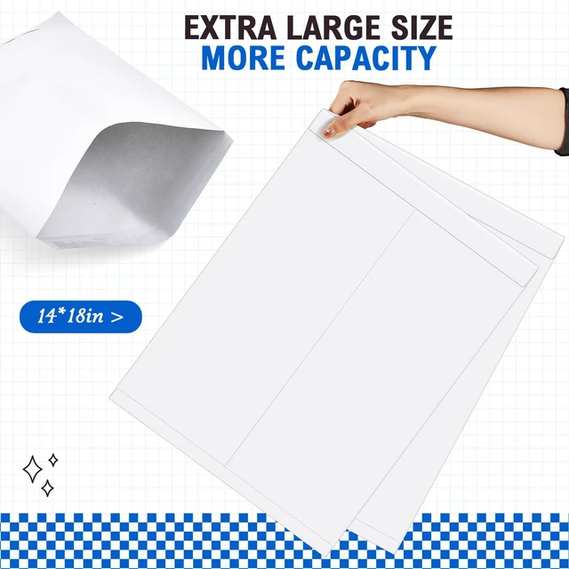 Alt view image 4 of 6 - 50 Pcs 14'' x 18'' Large Mailing Envelopes 32lb with Gummed Flaps White Heavyweight Kraft Paper, Catalog Jumbo Size for Documents, Office Storage and Organizing Supplies