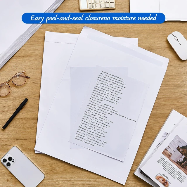 Alt view image 6 of 6 - 50 Pcs 14'' x 18'' Large Mailing Envelopes 32lb with Gummed Flaps White Heavyweight Kraft Paper, Catalog Jumbo Size for Documents, Office Storage and Organizing Supplies