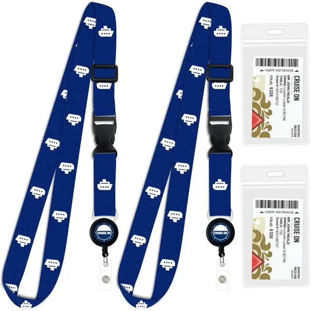 Main image of Lanyard for Ship Cards 2-Pack Retractable Badge & Waterproof Key Card Holder for Ship Cards Essentials 2026-2027, Perfect for Travel & Vacation (Blue Ship)