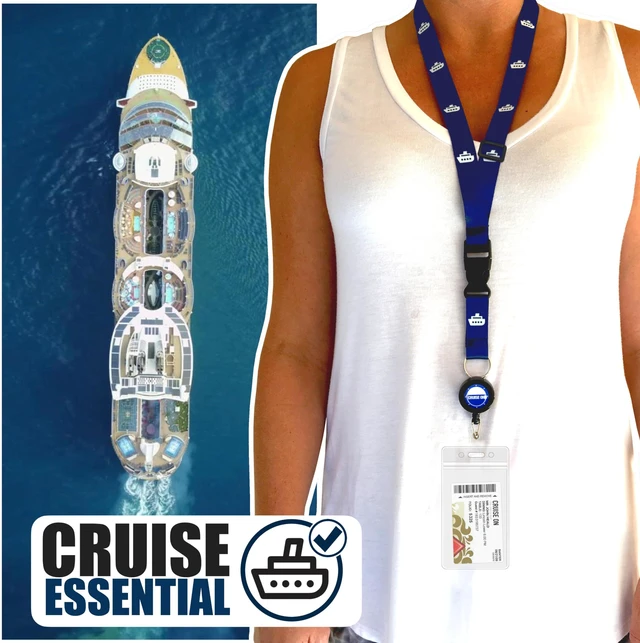 Alt view image 2 of 7 - Lanyard for Ship Cards 2-Pack Retractable Badge & Waterproof Key Card Holder for Ship Cards Essentials 2026-2027, Perfect for Travel & Vacation (Blue Ship)