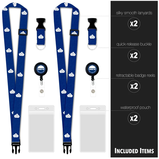 Alt view image 6 of 7 - Lanyard for Ship Cards 2-Pack Retractable Badge & Waterproof Key Card Holder for Ship Cards Essentials 2026-2027, Perfect for Travel & Vacation (Blue Ship)