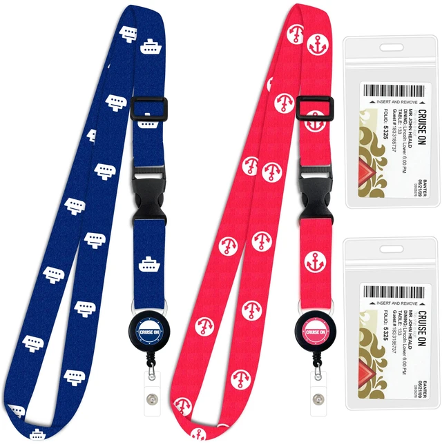 Main image of Lanyard for Ship Cards 2-Pack Retractable Badge & Waterproof Key Card Holder for Ship Cards Essentials 2026-2027, Perfect for Travel & Vacation (Blue & Pink)