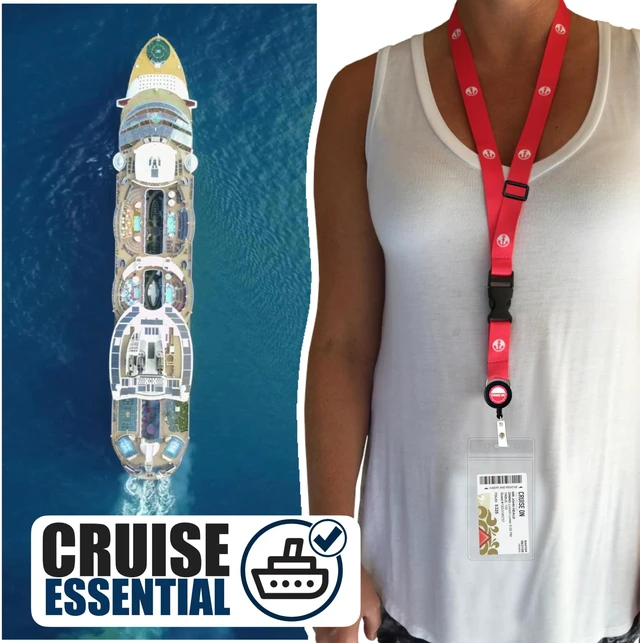 Alt view image 2 of 7 - Lanyard for Ship Cards 2-Pack Retractable Badge & Waterproof Key Card Holder for Ship Cards Essentials 2026-2027, Perfect for Travel & Vacation (Blue & Pink)