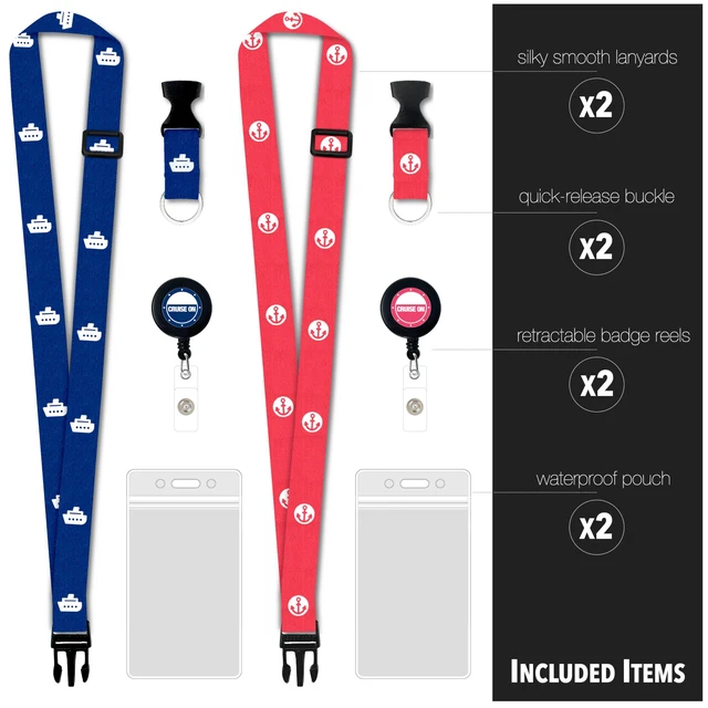 Alt view image 6 of 7 - Lanyard for Ship Cards 2-Pack Retractable Badge & Waterproof Key Card Holder for Ship Cards Essentials 2026-2027, Perfect for Travel & Vacation (Blue & Pink)