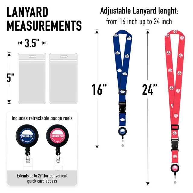 Alt view image 7 of 7 - Lanyard for Ship Cards 2-Pack Retractable Badge & Waterproof Key Card Holder for Ship Cards Essentials 2026-2027, Perfect for Travel & Vacation (Blue & Pink)