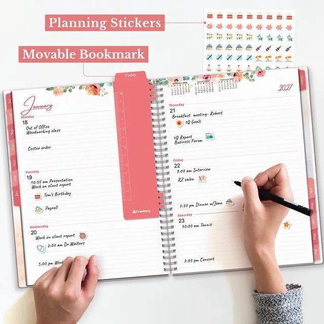 Alt view image 7 of 7 - 2026-2027 Planner 8.5x11, Weekly Monthly Floral Planner 2026-2027 academic planner covers Jul. 2026-Jun. 2027 with weekly and monthly layouts for school and office