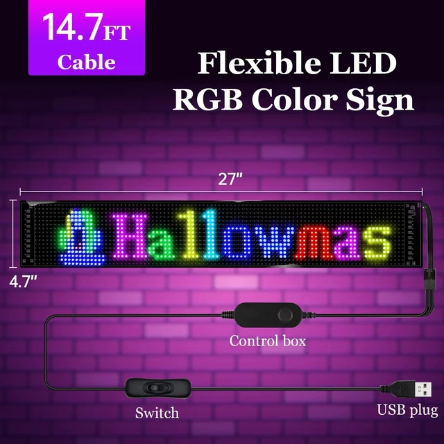 Alt view image 5 of 6 - Scrolling LED Sign,LED Signs for Business,Programmable Flexible Digital Sign,Bluetooth APP,DIY Animations,Text, Graffiti (27''x5'')