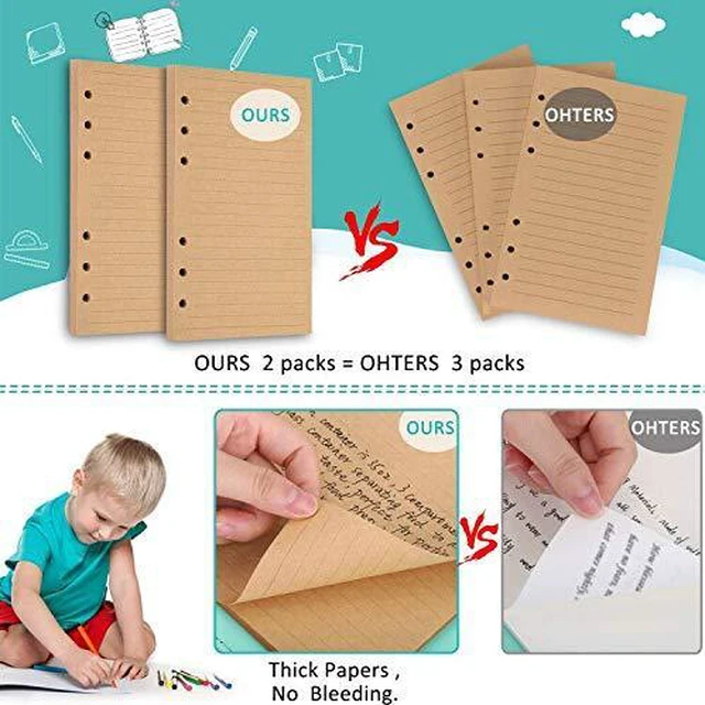 Alt view image 3 of 6 - A5 Refill Paper, 280 Pages A5 Loose Leaf Paper 6 Hole Notebook Refills for 6 Ring Refillable Binder Notebook Planner Diary Journals Painting Personal Organiser-Line Pages (Pack of 2)