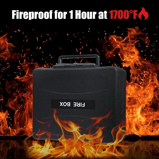 Alt view image 2 of 7 - Small Fireproof & Waterproof Safe Portable Home Document Box, Key Lock, Ergonomic Handle, 1-Hour Fire Protection at 1700°F, 72-Hour Waterproof, Compact Size