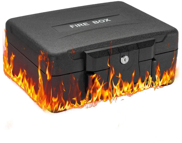 Main image of Small Fireproof & Waterproof Safe Portable Home Document Box, Key Lock, Ergonomic Handle, 1-Hour Fire Protection at 1700°F, 72-Hour Waterproof, Compact Size
