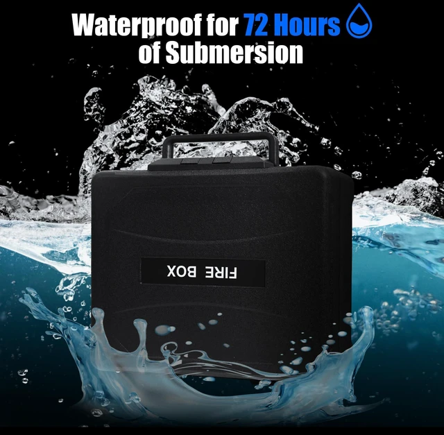 Alt view image 3 of 7 - Small Fireproof & Waterproof Safe Portable Home Document Box, Key Lock, Ergonomic Handle, 1-Hour Fire Protection at 1700°F, 72-Hour Waterproof, Compact Size