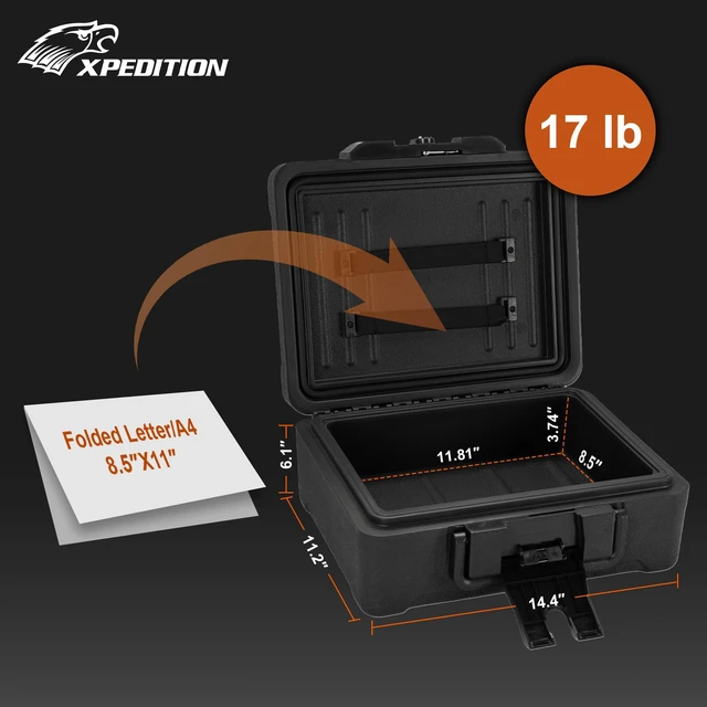 Alt view image 6 of 7 - Small Fireproof & Waterproof Safe Portable Home Document Box, Key Lock, Ergonomic Handle, 1-Hour Fire Protection at 1700°F, 72-Hour Waterproof, Compact Size