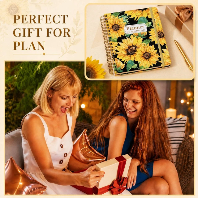 Alt view image 7 of 7 - Planner 2026-2027 18 Month Weekly Monthly Calendar Daily Planners July 2026-Dec 2027, Yearly Hardcover 26-27 Planner for Women with Stickers Tabs Spiral Bound Agenda, Sunflower, 8.3"x9.1