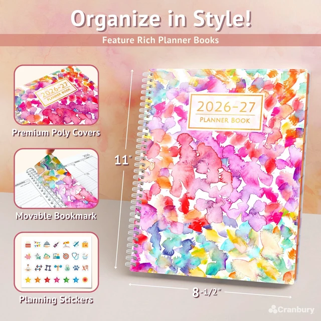 Alt view image 3 of 7 - 2026-2027 Planner 8.5x11, Weekly Monthly Academic Planner 2026-2027 academic planner covers Jul. 2026-Jun. 2027 with weekly and monthly layouts for school and office