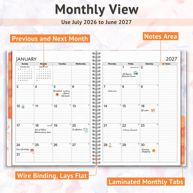Alt view image 6 of 7 - 2026-2027 Planner 8.5x11, Weekly Monthly Academic Planner 2026-2027 academic planner covers Jul. 2026-Jun. 2027 with weekly and monthly layouts for school and office