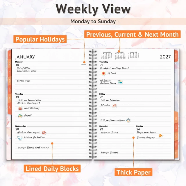 Alt view image 7 of 7 - 2026-2027 Planner 8.5x11, Weekly Monthly Academic Planner 2026-2027 academic planner covers Jul. 2026-Jun. 2027 with weekly and monthly layouts for school and office