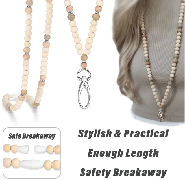 Alt view image 2 of 6 - Breakaway Lanyards for Id Badges Break Away Teacher Lanyard Cute Keychain Women Beaded Lanyards for Keys Retractable Lanyards for Id Badges Holder Cruise Lanyard for Ship Cards