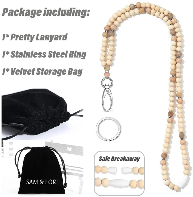 Alt view image 5 of 6 - Breakaway Lanyards for Id Badges Break Away Teacher Lanyard Cute Keychain Women Beaded Lanyards for Keys Retractable Lanyards for Id Badges Holder Cruise Lanyard for Ship Cards